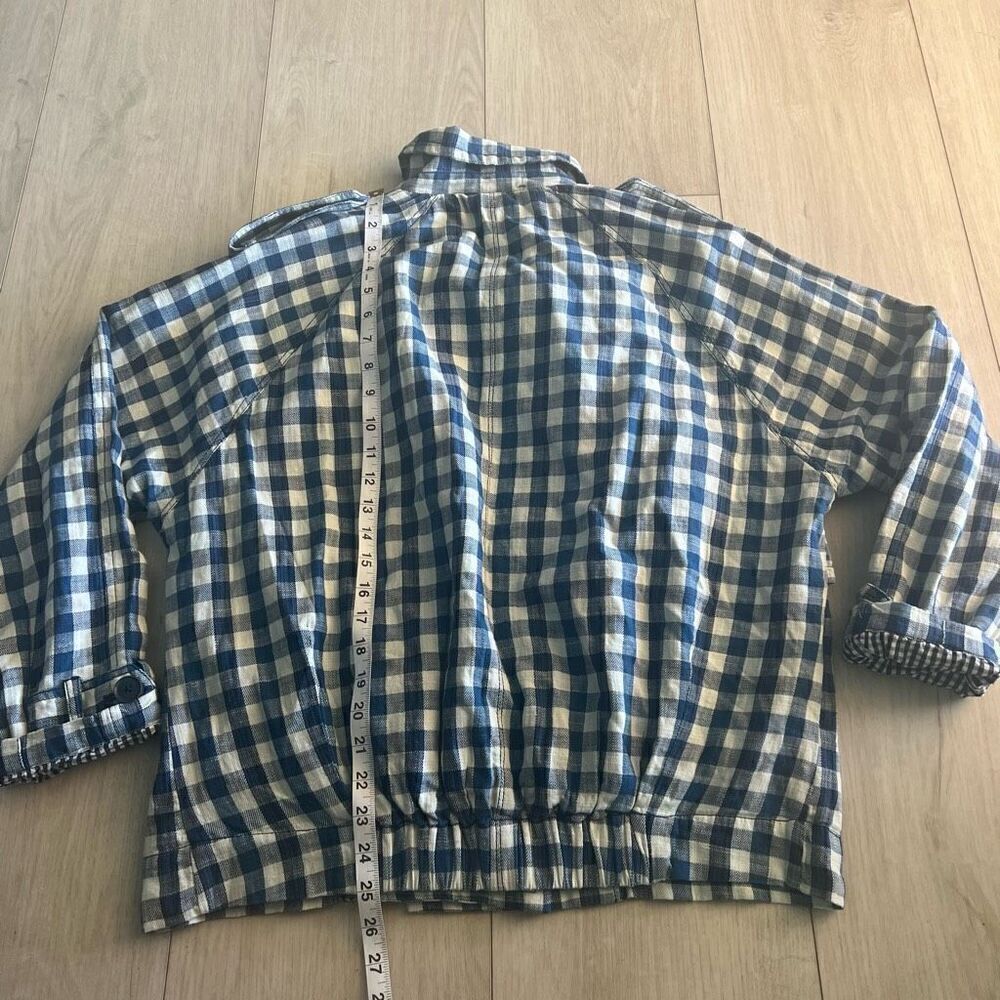 Anthropologie Cropped Trench Jacket Blue/wht Sz XS Cozy Lining - Picture 3 of 7